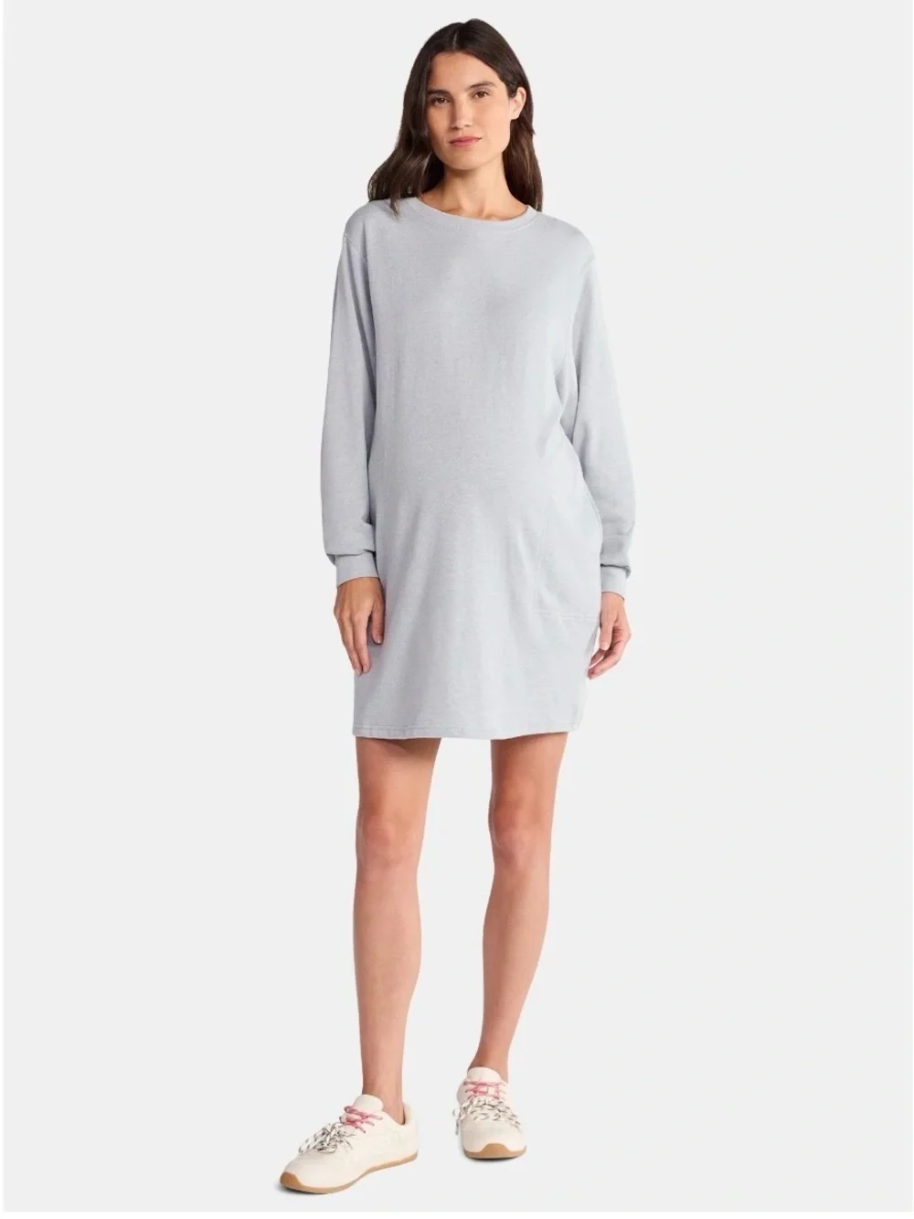 NWT Time and Tru Women's Maternity French Terry Sweatshirt Pocket Dress sz M